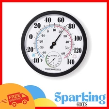 10" Waterproof Indoor/Outdoor Thermometer Hygrometer with Large Readable Numbers