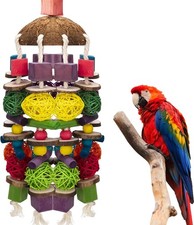 Large Bird Parrot Toys, Multicolored Wooden Blocks Bird Chewing Toy Parrot Cage