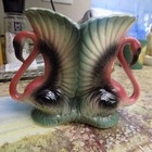 Vintage MADDUX of CALIFORNIA Pottery Double Pink Flamingos 5” VASE or PLANTER