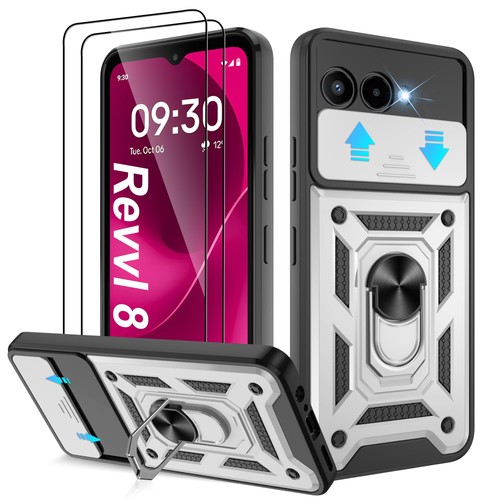 ATUMP for T-Mobile REVVL 8 Phone Case with (2 8 5G, Silver
