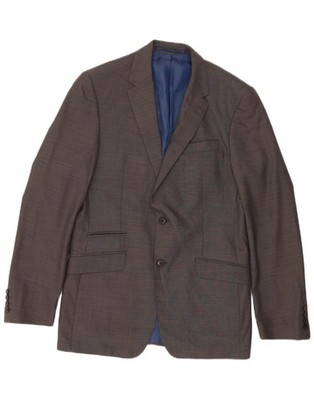 Marks & Spencer Herren 2 Knopf Blazer Sakko EU 48 Mittelgrau Polyester AA19
