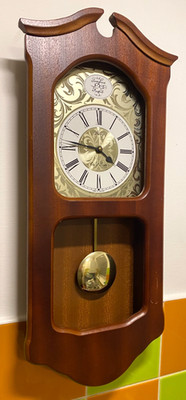 Vintage Tempus Fugit Abtei Holz Quarz Wanduhr mit Pendel
