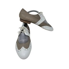 Jeffrey Campbell Shoes Womens Size 11 Brown White Leather Oxford Wingtip Flats
