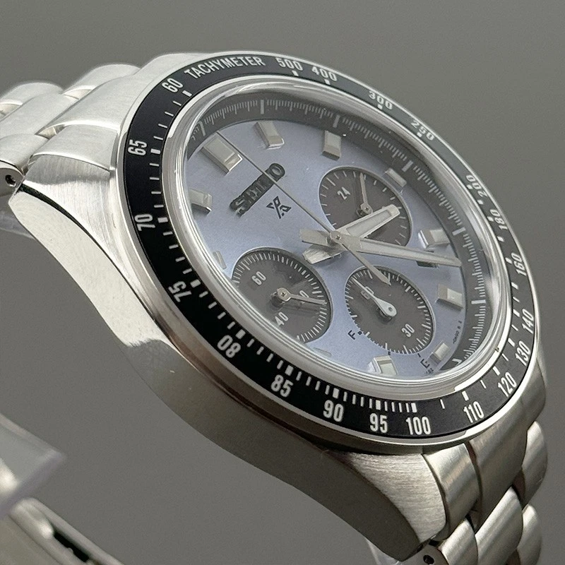 Reloj cronógrafo solar para hombre Seiko SSC935 Prospex Speedtimer esfera azul claro Foto 4 de 4