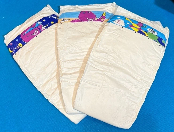 (3) Vintage Luvs PLASTIC Diapers Size 5 - BARNEY SET (2000)
Opens in a new window or tab