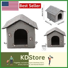 Weatherproof Insulated Outdoor Cat House with Transparent Curtain for Stray Cats