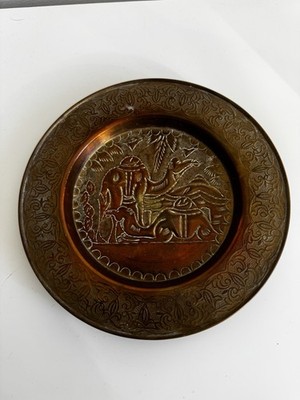 Vintage geätzte Messingplatte - Middle Eastern Desert Caravan Szene (25cm breit)