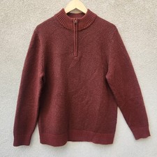 PENDLETON Mens Shetland Quarter Zip Sweater Medium Brown Washable Wool Mock Neck