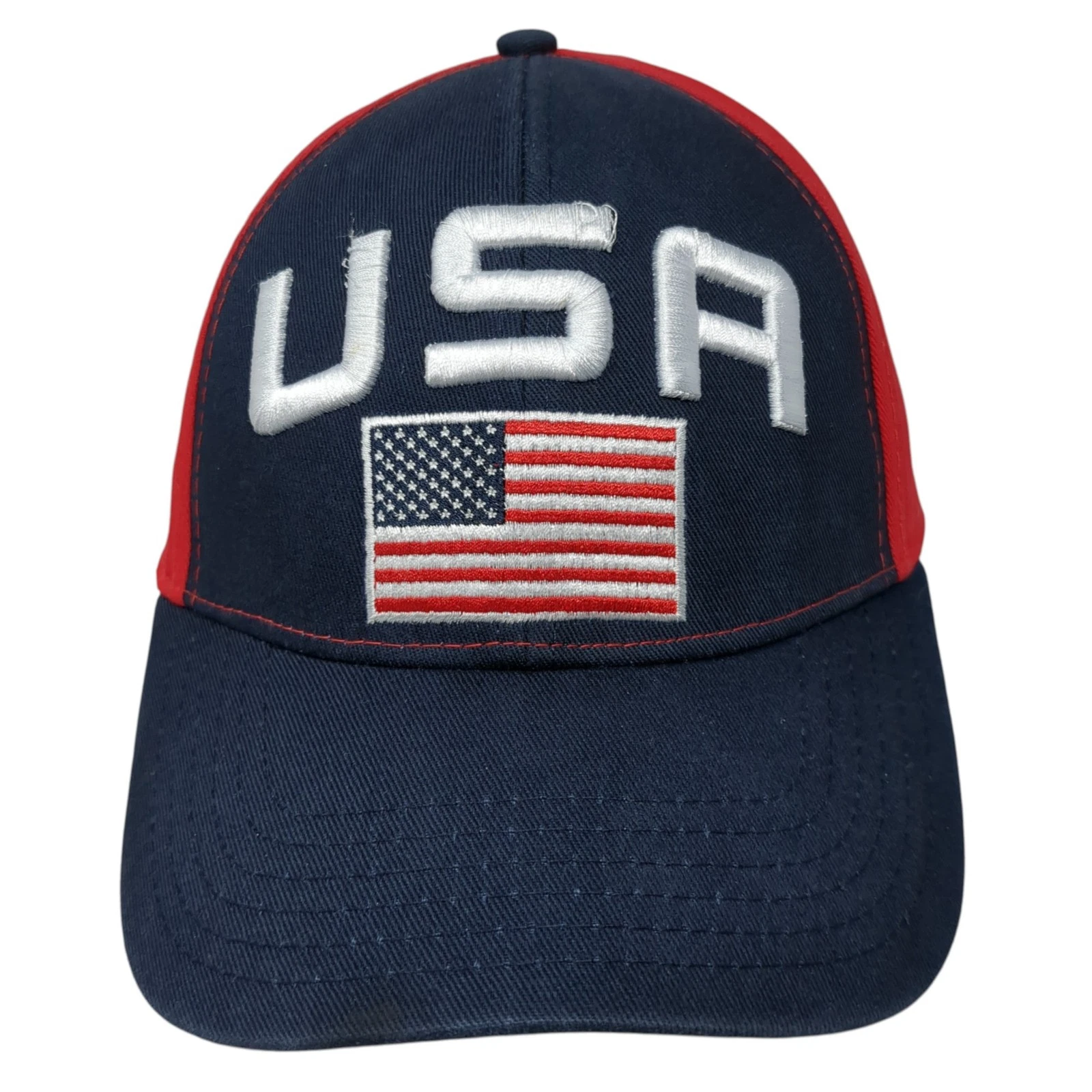 USA Flag Snapback Cap Multicolor One Size Adjustable Embroidered Vented Holes