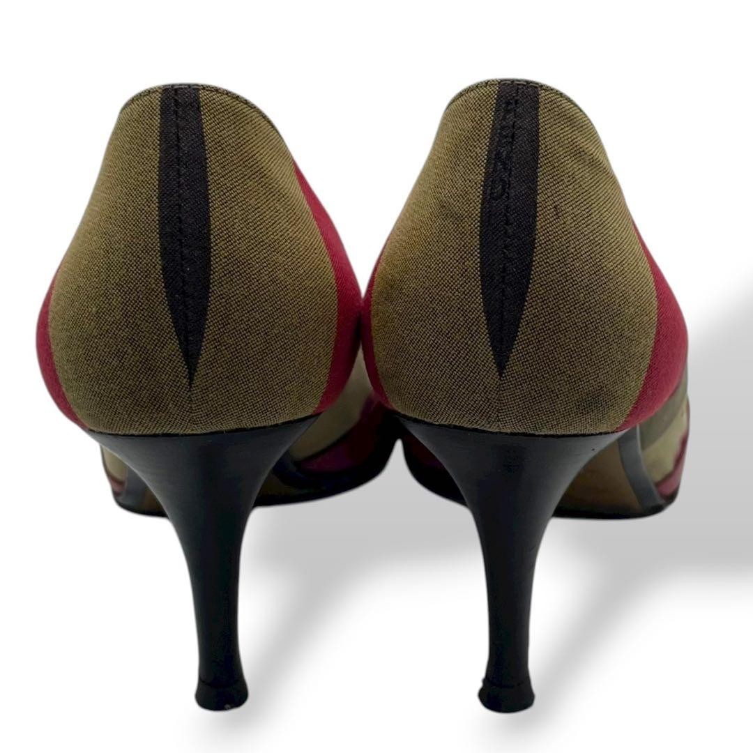 FENDI Pumps Heel EU36/US6 Red Leather Stripe Open Toe 02346i thumbnail 16