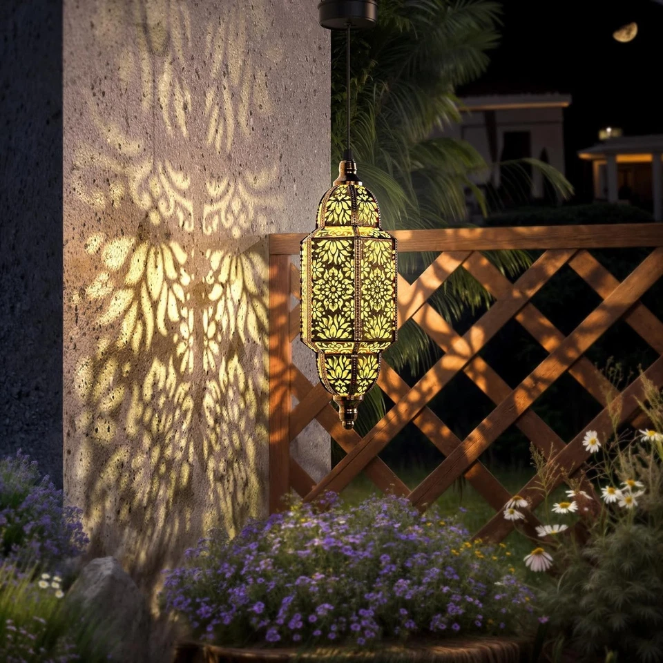 Luces Solares Colgantes Marroquíes Exterior Jardín Decorativo Linterna Solar Impermeable Foto 4 de 4