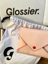 💌 Glossier Pink ENVELOPE Pouch BRAND NEW + Drawstring Bag + Box LIMITED EDITION