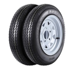 2 Pack 4.80-12 Trailer Tires With 12 Bias 5 Lug On 4.5 Center Bore 2.95 6 Ply