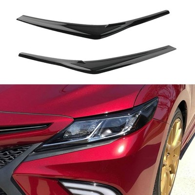 Gloss Black Headlight Eyebrow Eyelid Cover Trim  for Toyota Camry 2024-2018..