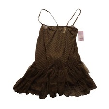 Wild Fable Brown Heart Mesh Ruffle Women's Mini Dress Heart pattern Small NWT