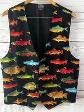 vintage 90s PRIMITIVE PRINTS HERMOSA BEACH fish vest Mens XL surf skate J424