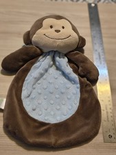 Baby Gear Brown Monkey Lovey Security Blanket Blue Minky Dot Super Cute See Pics