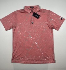 Bad Birdie Polo Shirt Mens Large Pink Paint Splatter Golf Performance Stretch