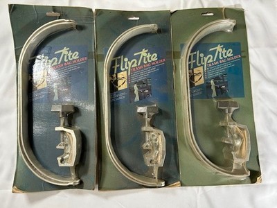Lot of 3 Flip Tite Trash Bag Holders NOS Jokari Clamp Bench Table Holder Set