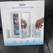 Iceman Mirrored Personal Fridge 4 Liter Mini Refrigerator LED Lights -New
