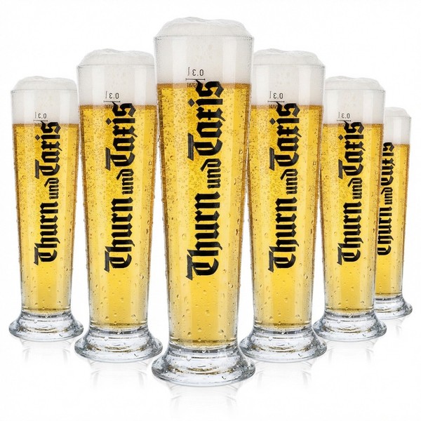 6X Thurn & Taxis Bier Glas Bierpokale 0,3L BiergläSer Tuple Schriftzug Vertikal-image