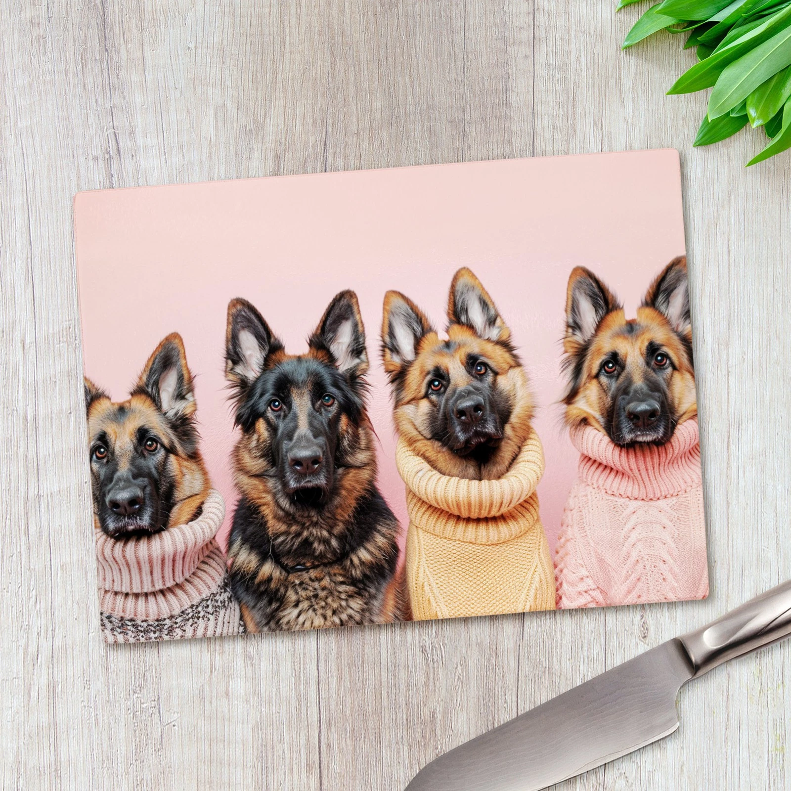 German Shepherd Dogs Glass Chopping Board Large Kitchen Worktop Saver