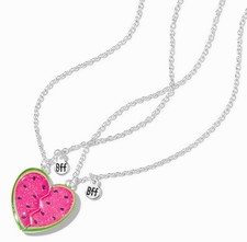 Claire  s Best Friends Watermelon Split HeartPendant Necklaces - 2 Pack new