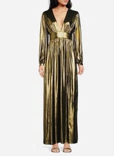 Gianni Bini Zella Lame Metallic Gold Gown – NWT – Size 2 Slit In Front. New Year