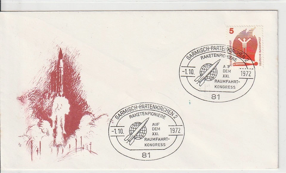 ALLEMAGNE ENVELOPPE PHILATELIQUE ESPACE 1.10.1972 BON ETAT - Photo 1/1