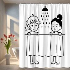 Funny Shower Curtain with Cartoon Characters - Kids Bathroom Decor