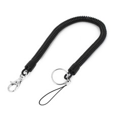 Lobster Hook Plastic Elastic Spring Coiled Strap Lanyard Black for Phone Keys