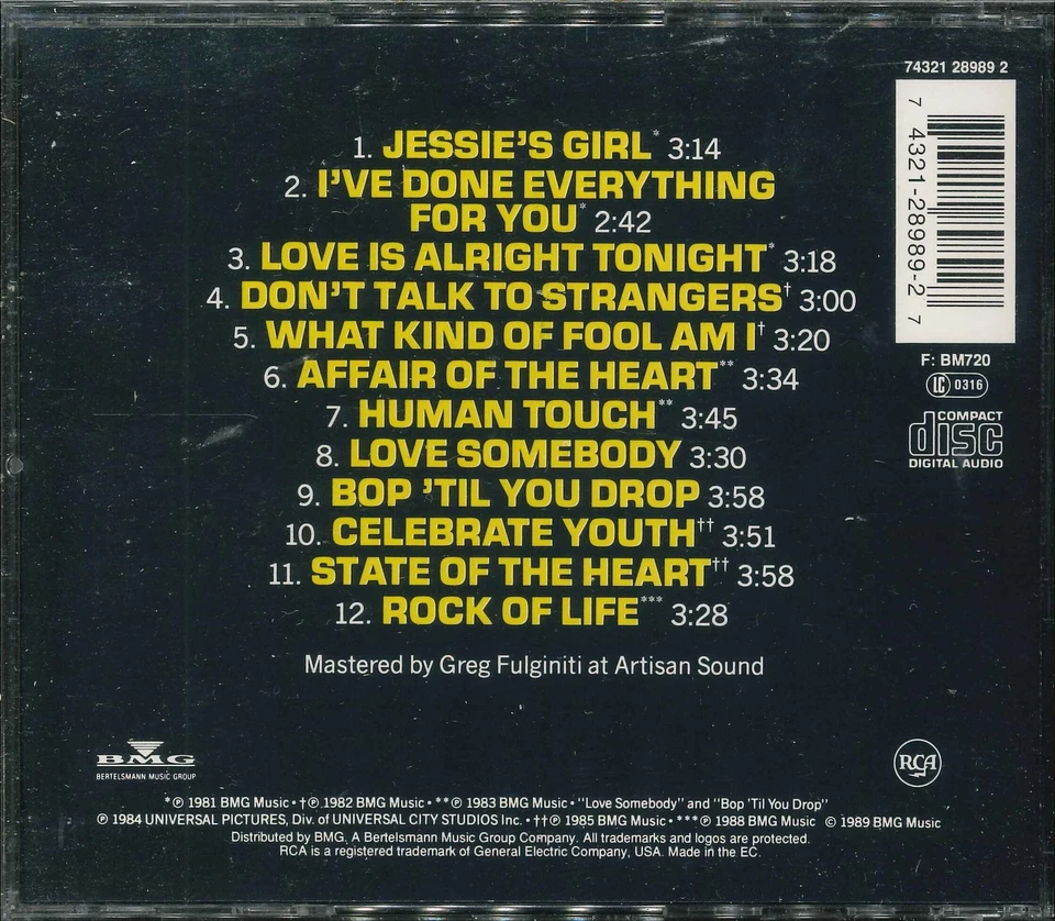 RICK SPRINGFIELD "Greatest Hits" CD-Album - Bild 2 von 2