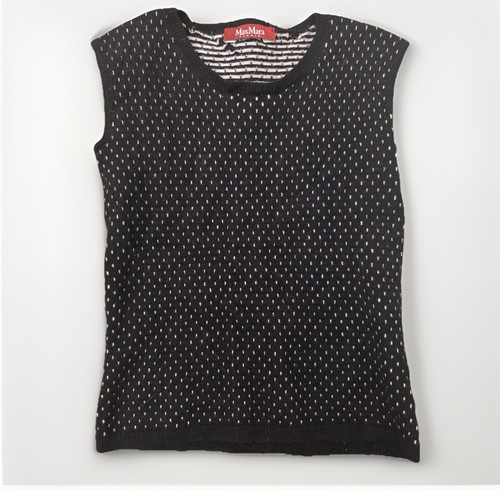 MaxMara Studio Navy Polka Wool & Cashmere Knit Vest Size M