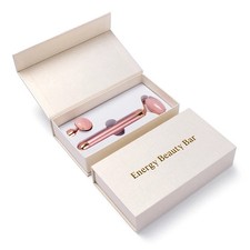 2 In 1 Electric Vibrating Rose Quartz Jade Roller Face Lifting Crystal Facial
