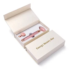 2 In 1 Electric Vibrating Rose Quartz Jade Roller Face Lifting Crystal Facial