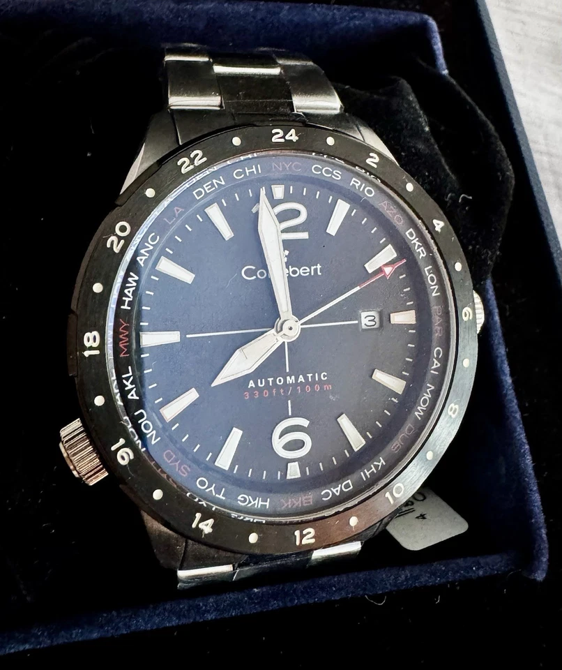 Novo Cortebert Elevation World Time relógio automático GMT data 45mm CB-3013-11 - Imagem 2 de 4