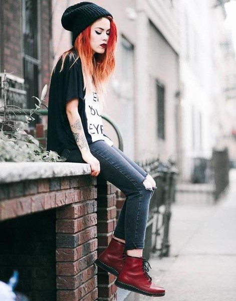Women Dr. Martens Boots Red 36 #3L2E
