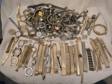 LOT OF VINTAGE GOLD WATCH BANDS 10K GF FILLED & WATCHES - PARTS OR REPAIR SCRAP