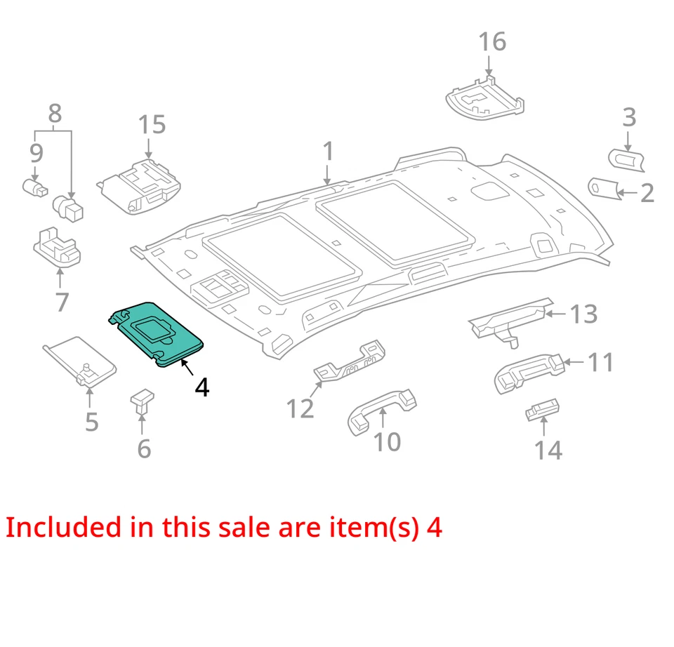 2016-2019 MERCEDES GLE43 AMG FRONT RIGHT PRIMARY & SECONDARY SUN VISOR SHADE OEM - Image 3 of 4
