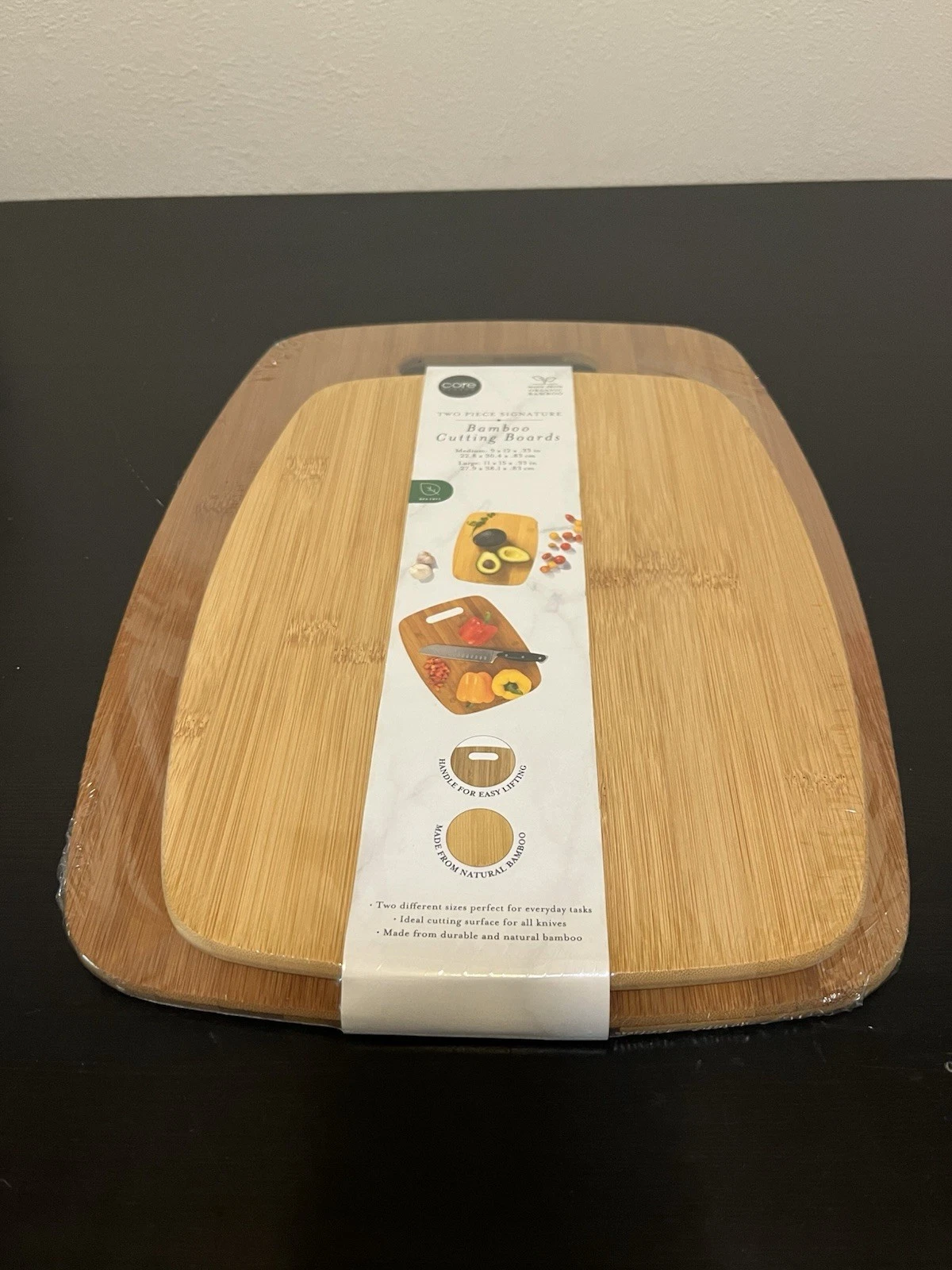Bamboo Cutting Board Set 2pc Medium and Large