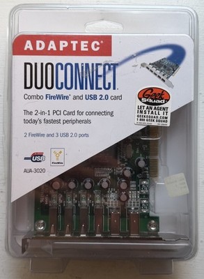 Adaptec Duo Connect FireWire USB 2.0 Card 5-ports Windows Mac AUA-3020 SEALED