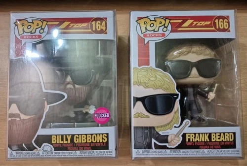 Funko Pop! ZZ Top: Dusty Hill (Flocked) #165 with Protectors Lot Frank Beard 166