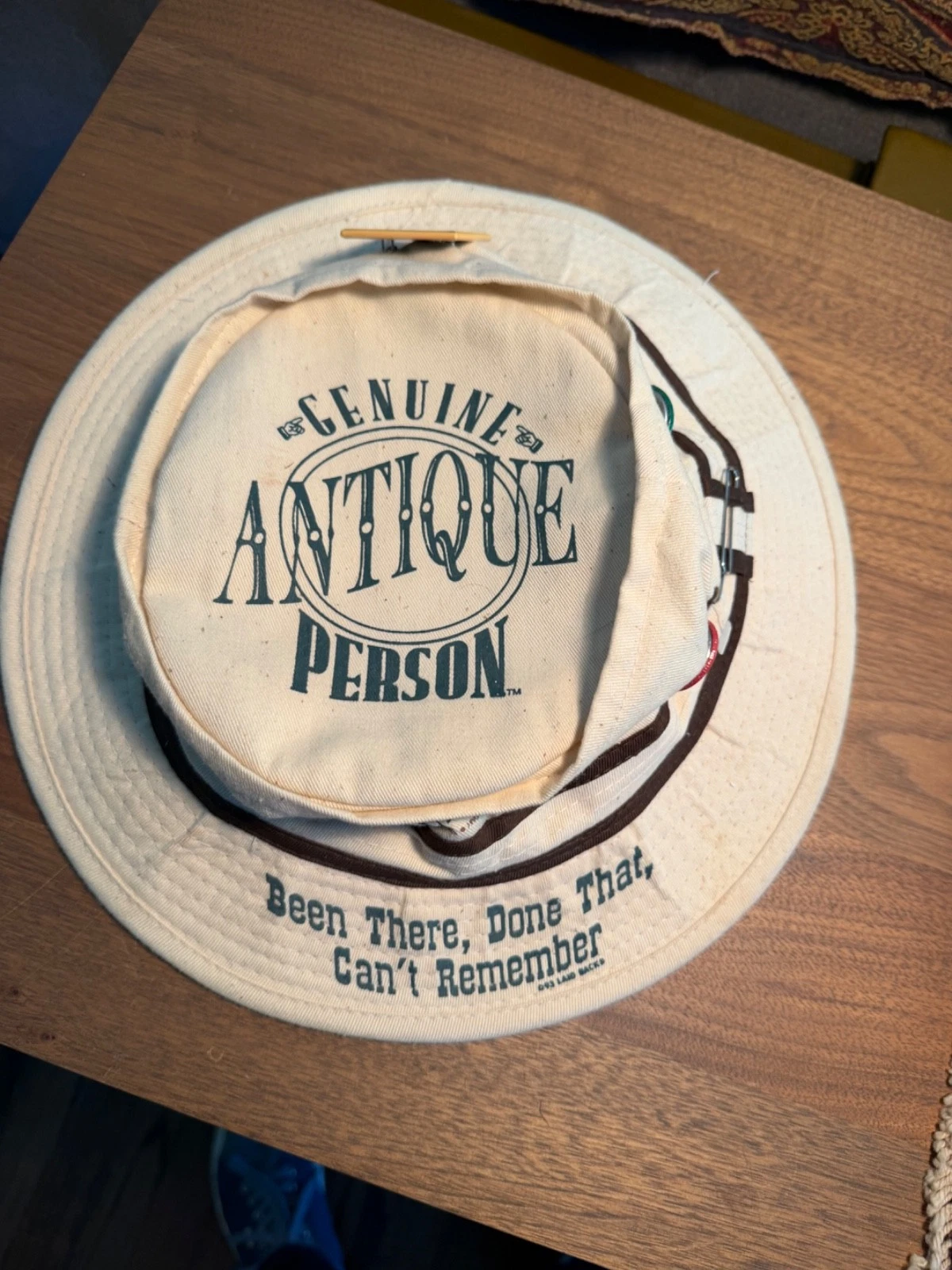 Genuine Antique Person Vintage 1993 Bucket Hat With Pins Adult Large