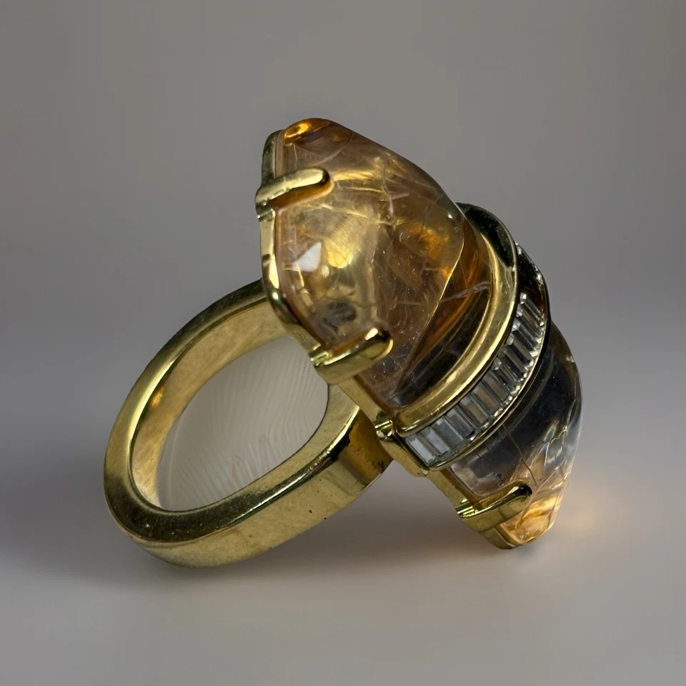 Louis Vuitton рок мой мир смолы кристалл моды заявление кольцо Sz6 - Изображение 3 из 4