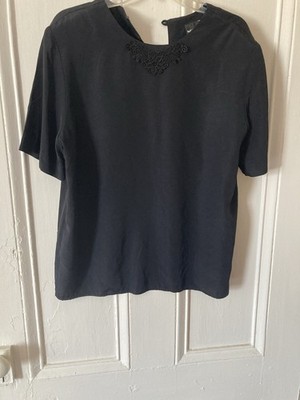 Notations Women s Top Size Large Vintage 90s Black Shoulder Pads Good Condition