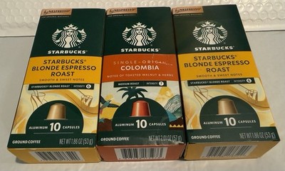 3 Pk Starbucks Nespresso Colombia / Blonde Espresso Roast Capsules 30 Ct 12/26+