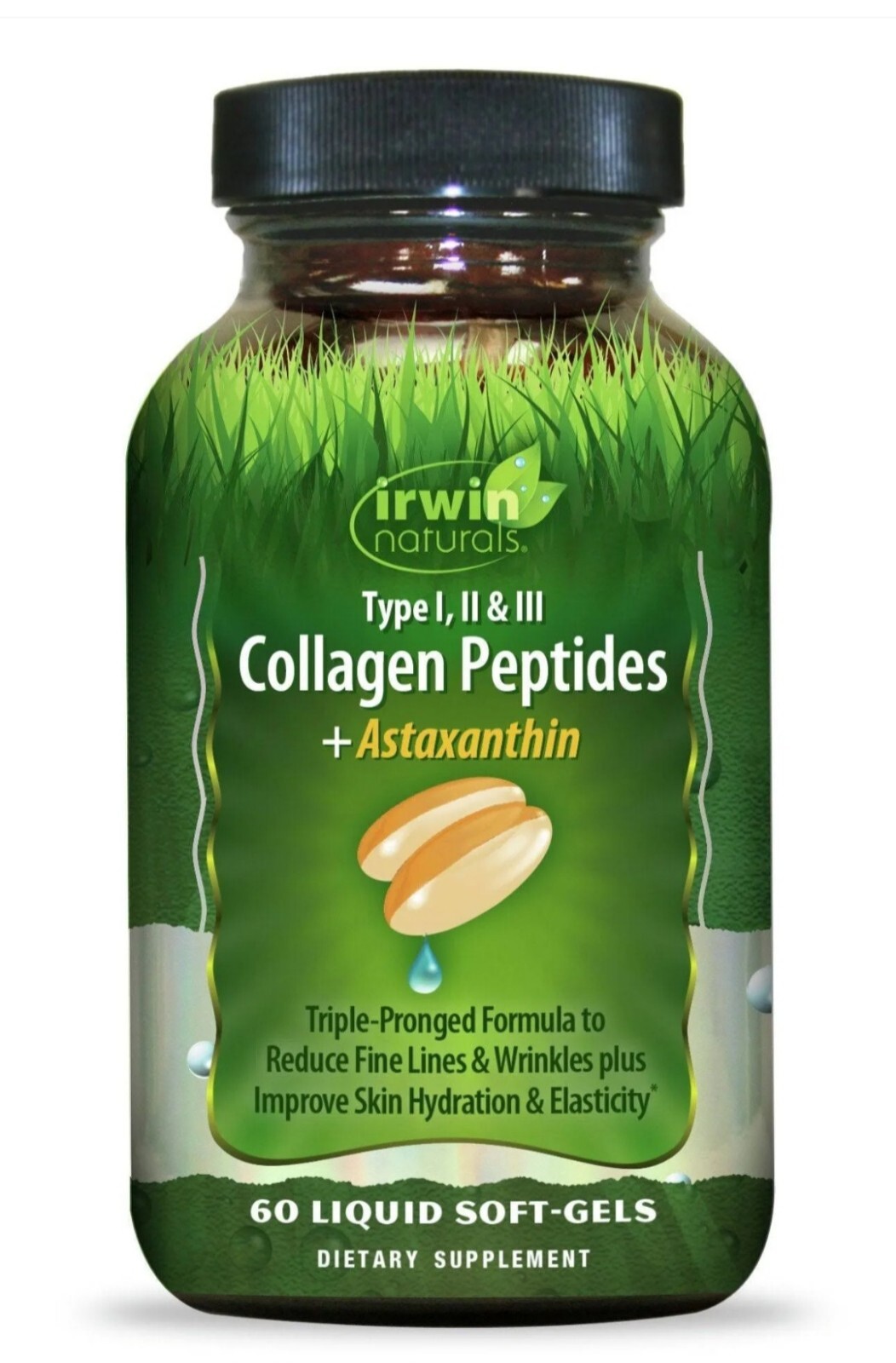 Irwin Naturals Collagen Peptides Astaxanthin Anti No Age Wrinkle 60 Softgels