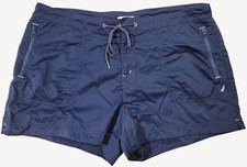 Nautica Womens Navy Drawstring & Zipper Pockets Nylon Shorts XL