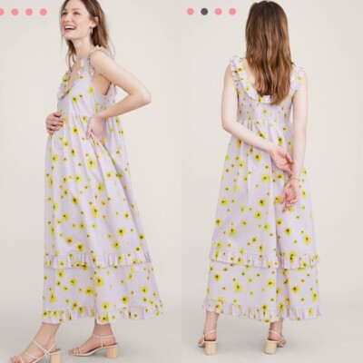 Hatch Maternity Women's THE RAFAELA DRESS Lilac Poppy Cotton NEW