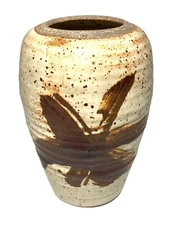 Vintage Hand Painted Studio Pottery Stoneware Vase Vessel Signed Jo Severson